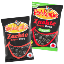 Harlekijntjes zachte zoete, honing- of mildzoute drop